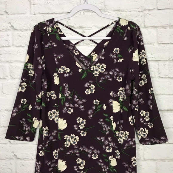 JACK by BB Dakota Floral Strappy 3/4 Sleeve Dress - Picture 2 of 6